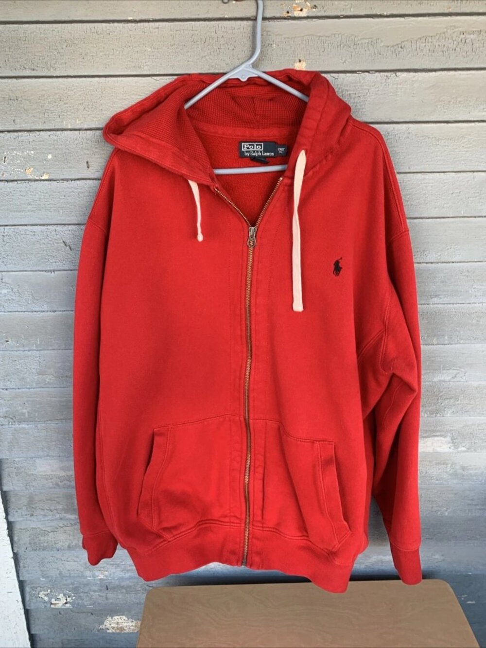Polo Ralph Lauren Zip Hoodie Mens 2XLT Red Cotton Blend Tall Pony Logo